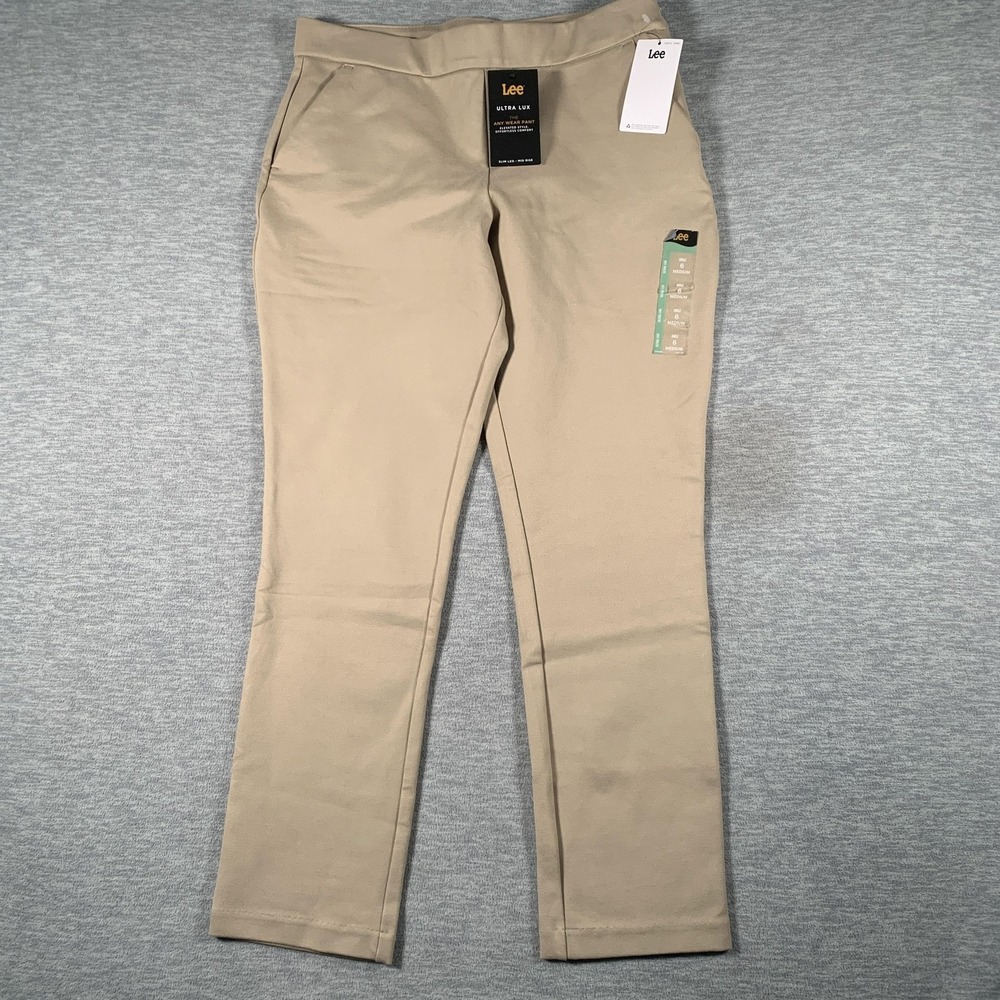Lee Pants Womens 6 Medium Beige Ultra Lux Any Wear Slim Leg Ankle Stretch Knit